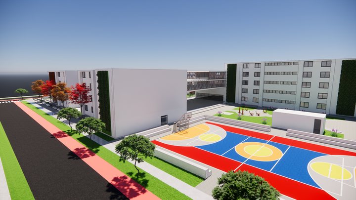Vista exterior de las losas deportivas de uso público.